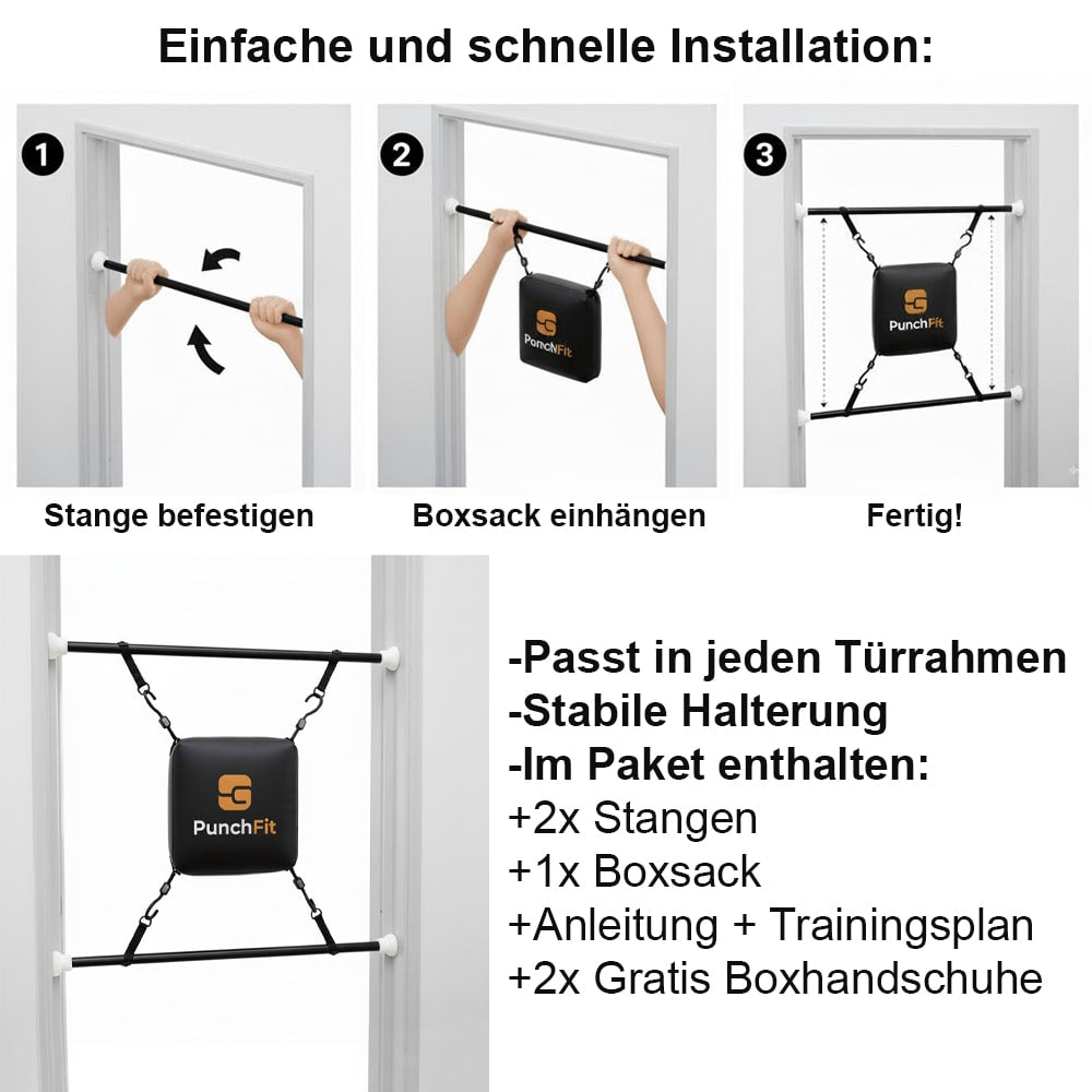 Boxsack für die Tür (+ Heute Boxhandschuhe kostenlos)