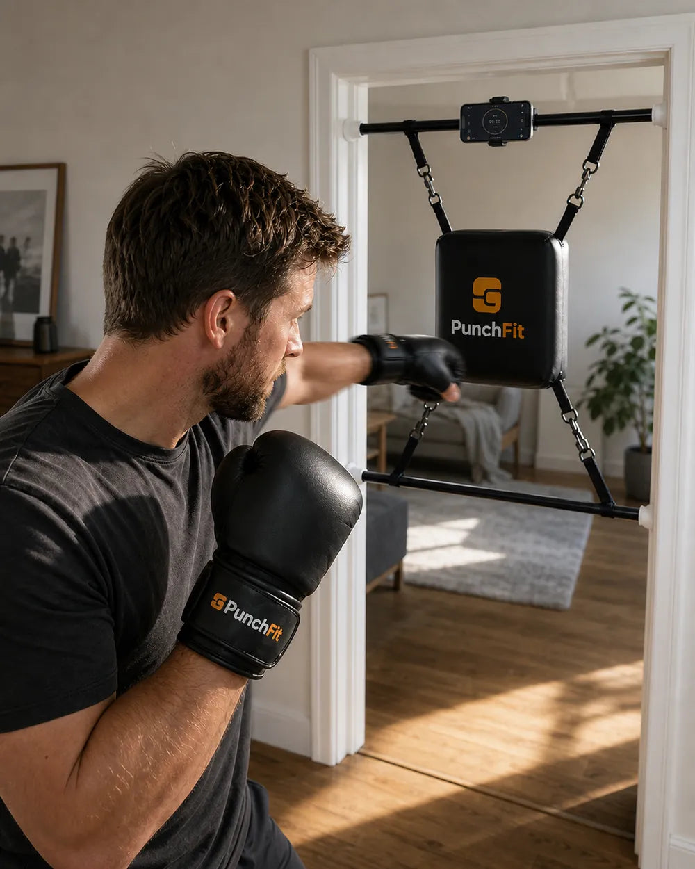 PunchFit Box-Trainingssystem im Türrahmen